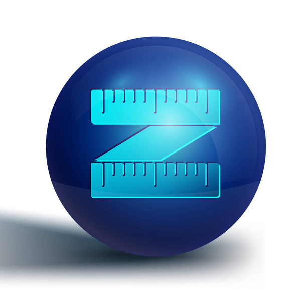 Icono de cinta métrica azul aislado sobre fondo blanco. Cinta métrica. Botón círculo azul. Ilustración vectorial. - Vector, imagen