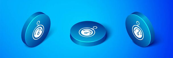 Isometric Barometer icon isolated on blue background. Blue circle button. Vector. - Vector, Image