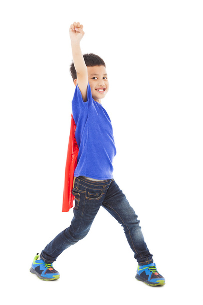 heureux super héros enfant héros lever la main
 - Photo, image