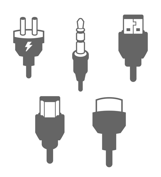 Icon Set, Plugs and Cables - Vector, Image