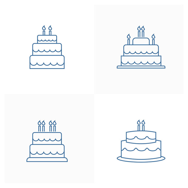 set of Birthday cake icon design vector template, Κόμμα παρέχει έννοια σχεδιασμού, εικονίδιο σύμβολο, Εικονογράφηση - Διάνυσμα, εικόνα
