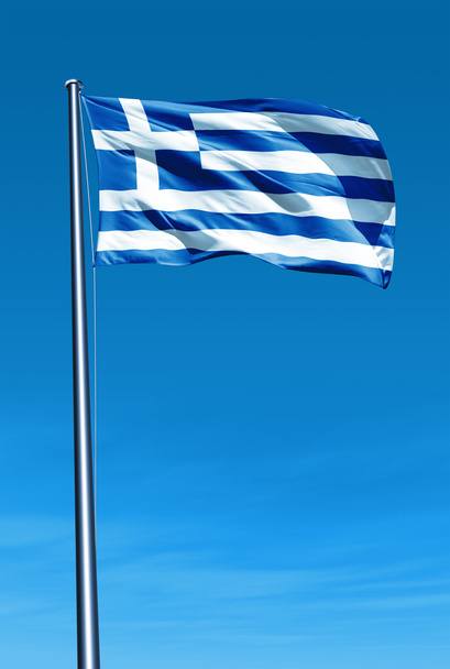 Grecia bandiera sventola sul vento
 - Foto, immagini