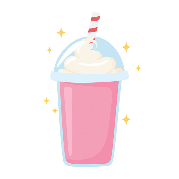 milkshake φρέσκο, γαλακτοκομικά προϊόντα εικονίδιο κινουμένων σχεδίων - Διάνυσμα, εικόνα