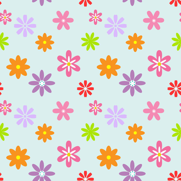 Cute flower seamless pattern on light blue background - ベクター画像