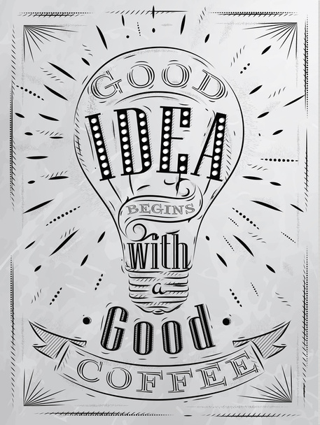 Cartaz de boa ideia carvão de café
 - Vetor, Imagem