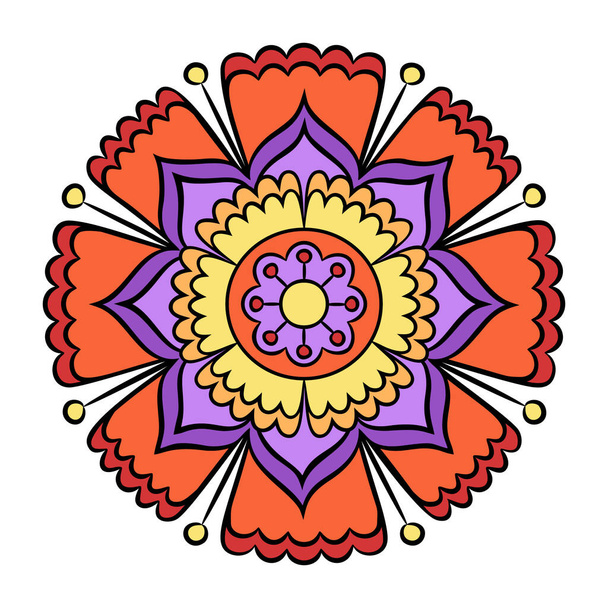 Doodle flower. Hand drawn graphic element. Boho and ethnic style mandala. Decorative art for birthday cards, wedding and baby shower invitations, scrapbooking etc. Vector illustration. - Vektor, kép