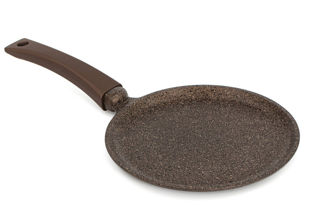 Brown frying pan with non-stick, isolated on white background - Photo, Image