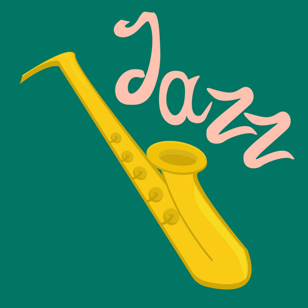  Illustration zum Thema Musik. Saxofon und das Wort Jazz - Vektor, Bild