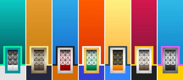 Rustieke Koloniale Windows Collection vector illustratie. - Vector, afbeelding