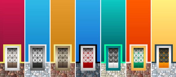 Ρουστίκ Colonial Windows Συλλογή διανυσματική απεικόνιση. - Διάνυσμα, εικόνα