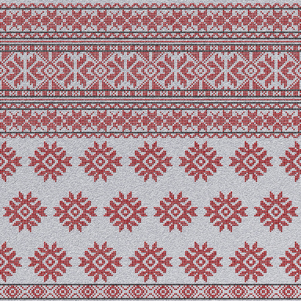 Goed geborduurd kruissteekpatroon voor borduurwerk. Oekraïense etnische ornament. etnisch handgemaakt borduurwerk in roze kleur. 3D-weergave - Foto, afbeelding