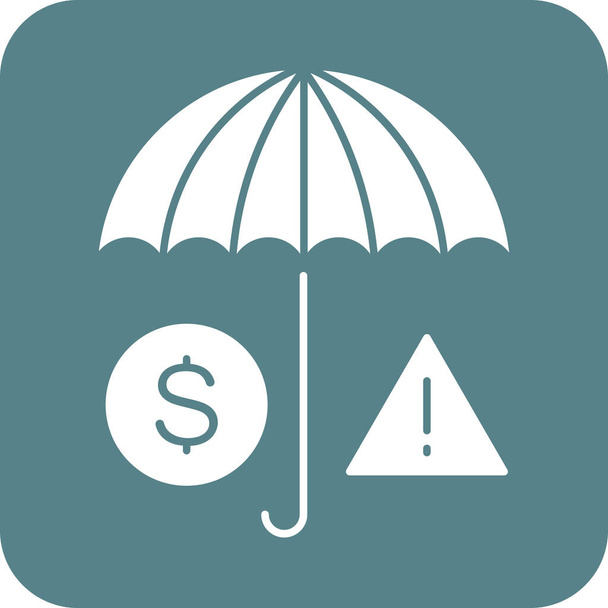 Bank, risk, danger, umbrella icon vector image. Can also be used for banking and finance. Suitable for use on web apps, mobile apps and print media. - Vector, Image