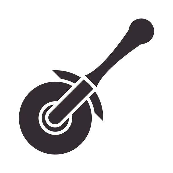 chef-kok, pizza cutter keuken gebruiksvoorwerp silhouet stijl icoon - Vector, afbeelding