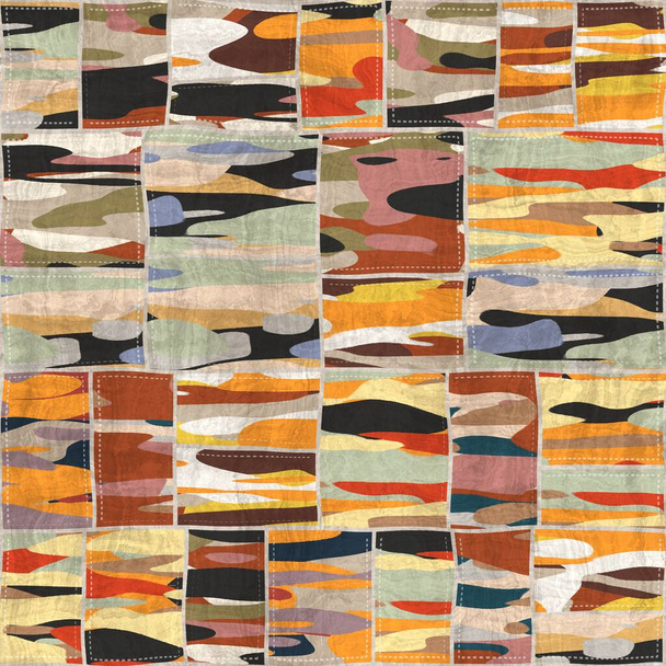 Impresión de patrón de edredón de mezcla de collage de mosaico sin costuras - Foto, Imagen