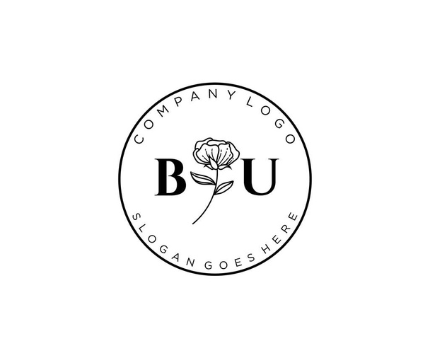 BU harfleri Botanik Kadın logosu çiçek şablonu. - Vektör, Görsel