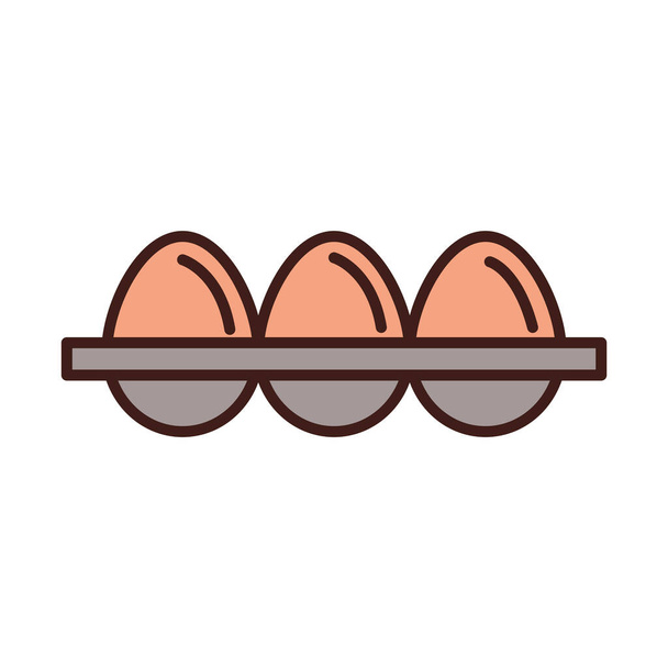huevos de desayuno en línea de la caja y el estilo de relleno - Vector, imagen