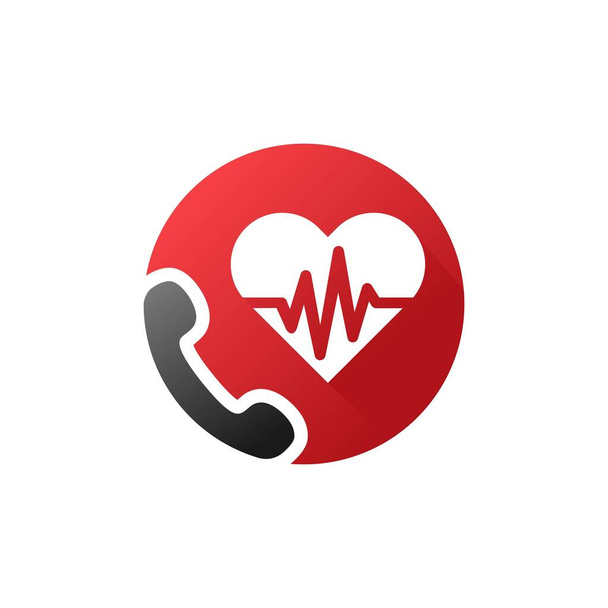 emergency call with pulse icon - Vector, Image