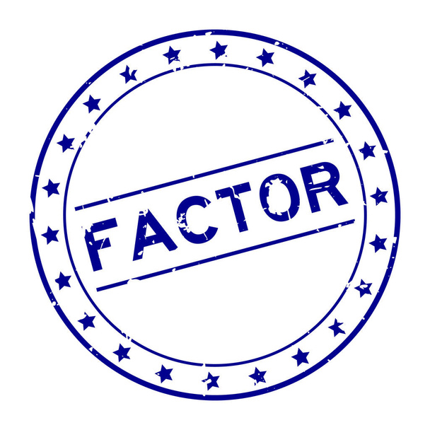 Grunge sello de sello de goma redonda de palabra de factor azul sobre fondo blanco - Vector, imagen