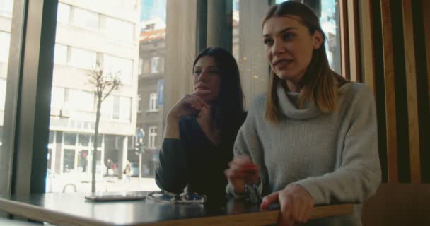 Giovane coppia femminile al bar - Filmati, video