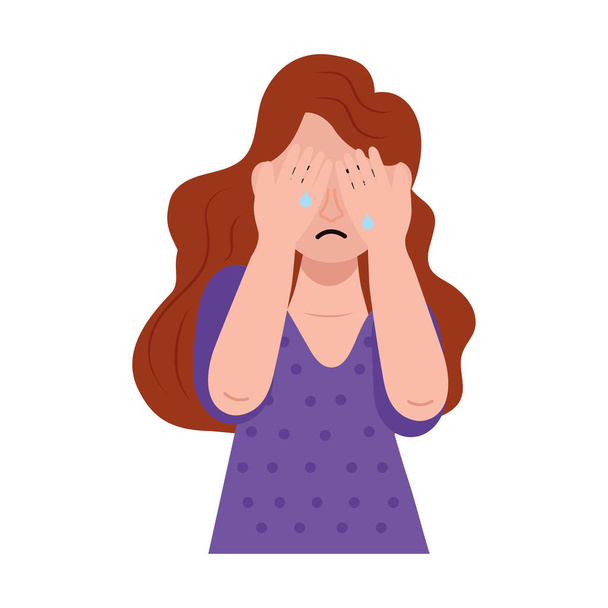 mujer con trastorno bipolar llorando carácter - Vector, imagen