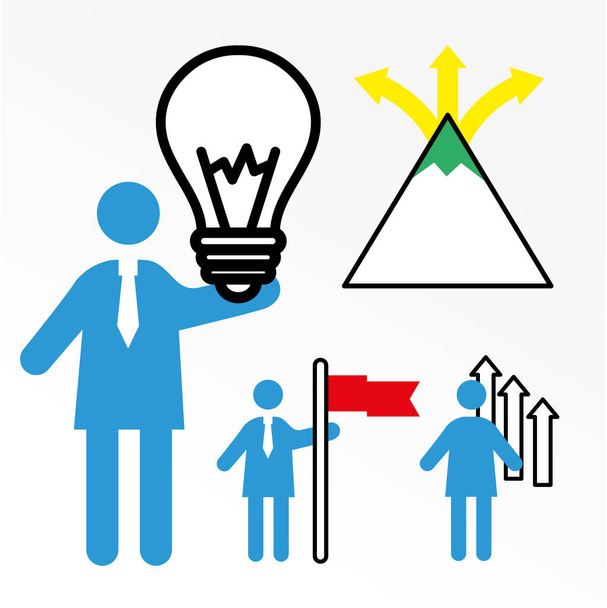 group of three business people with coaching set half line style icons - Vector, Image