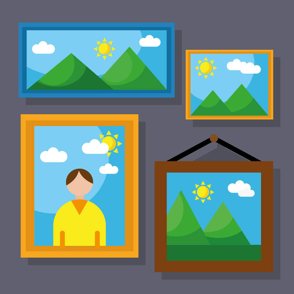 paquete de diez imágenes con diferentes escenas de estilo plano conjunto de iconos - Vector, Imagen