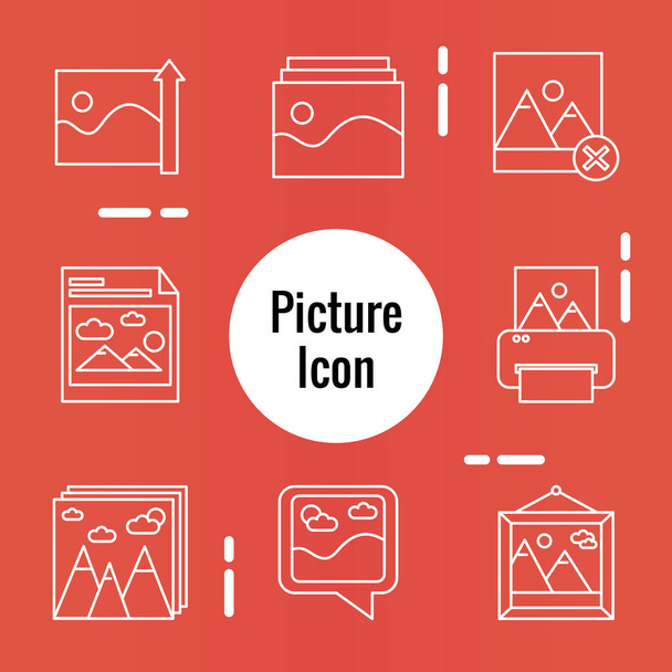 Bündel aus acht Bildern mit Stilsymbolen für Schriftzeichen - Vektor, Bild