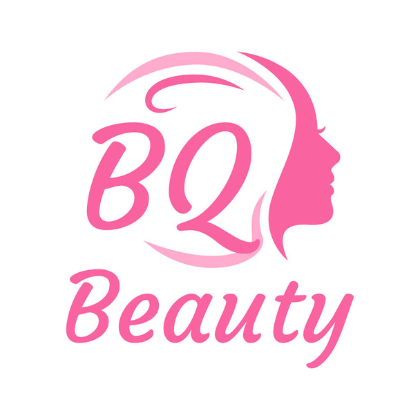 BQ Letter Logo suunnittelu naisten kasvot. Tyylikäs kauneus logo käsite - Vektori, kuva