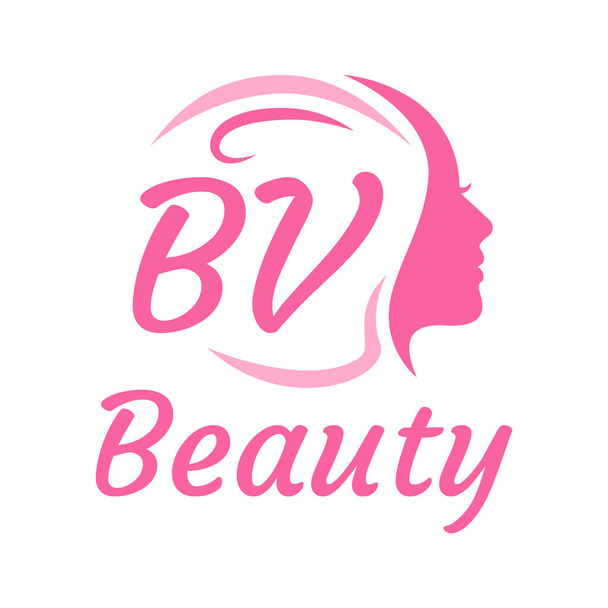 BV Letter Logo suunnittelu naisten kasvot. Tyylikäs kauneus logo käsite - Vektori, kuva