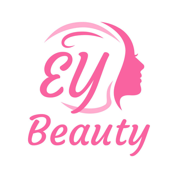 EY Letter Logo Design met vrouwelijk gezicht. Elegante beauty logo concept - Vector, afbeelding