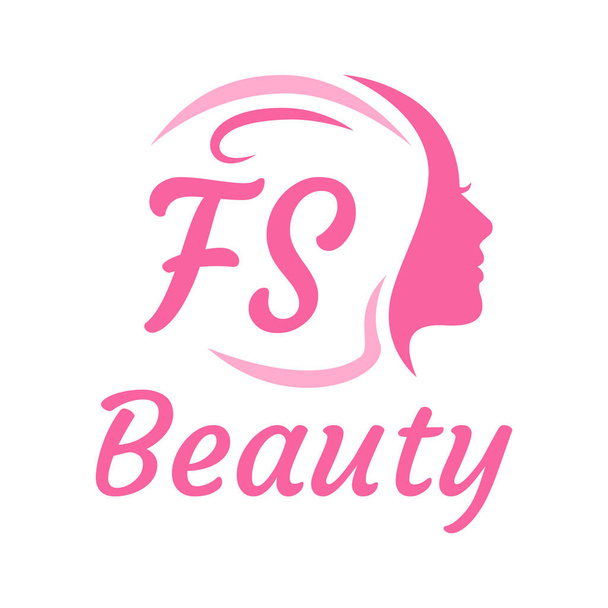 FS Letter Logo Design con volto femminile. Elegante concetto di logo di bellezza - Vettoriali, immagini