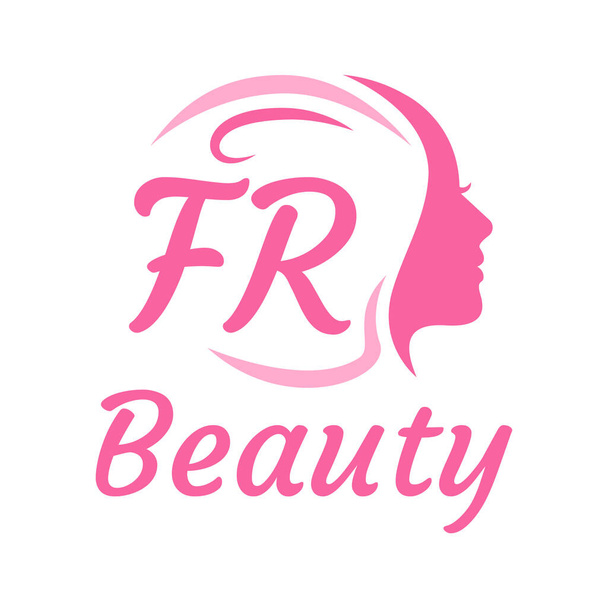 FR Letter Logo suunnittelu naisten kasvot. Tyylikäs kauneus logo käsite - Vektori, kuva