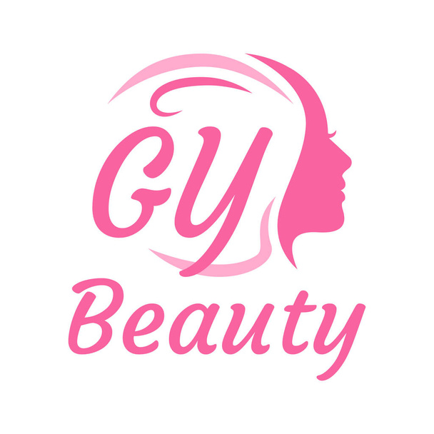 GY Lettre Logo Design avec visage féminin. Elégant concept de logo beauté - Vecteur, image