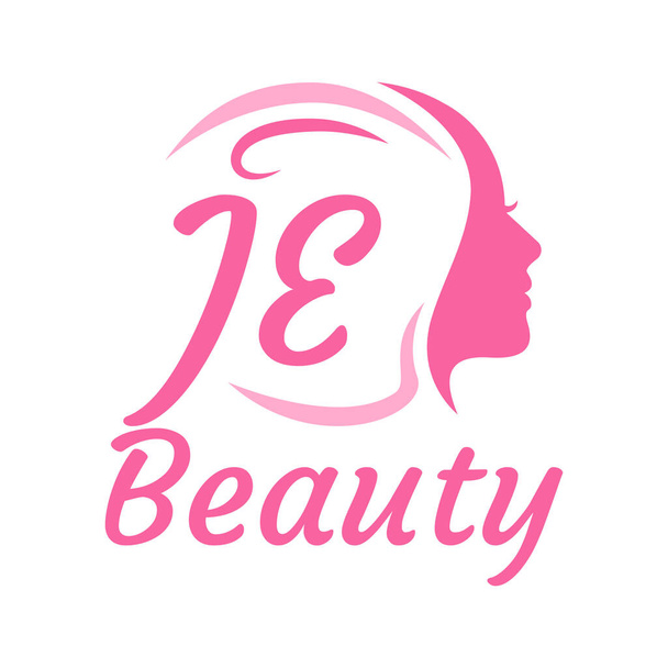 JE Letter Logo suunnittelu naisten kasvot. Tyylikäs kauneus logo käsite - Vektori, kuva
