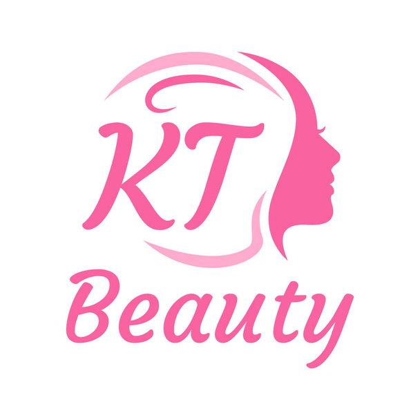 KT Letter Logo suunnittelu naisten kasvot. Tyylikäs kauneus logo käsite - Vektori, kuva