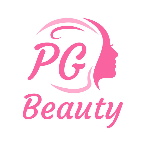 PG Letter Logo Design with Female Face. Elegant beauty logo concept - Vector, Image