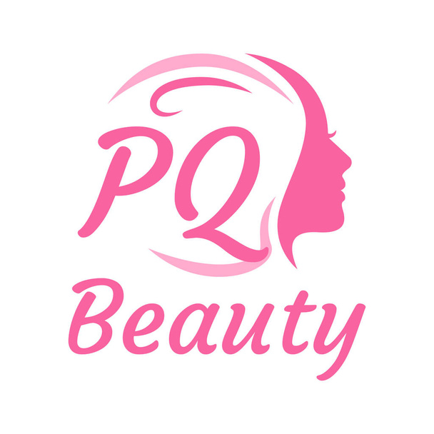 PQ Letter Дизайн логотипу з жіночим обличчям. Елегантна концепція логотипу краси
 - Вектор, зображення