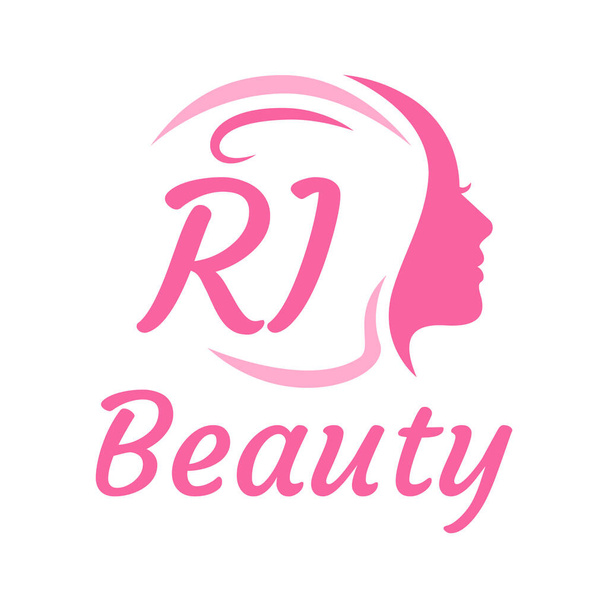 RI Letter Logo suunnittelu naisten kasvot. Tyylikäs kauneus logo käsite - Vektori, kuva