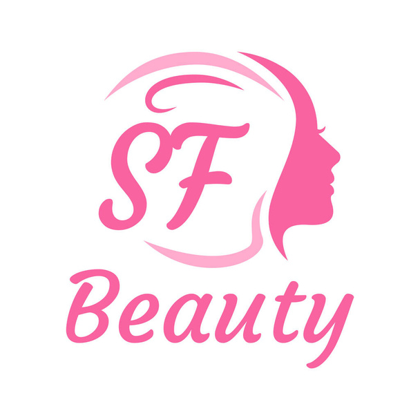 SF Letter Logo suunnittelu naisten kasvot. Tyylikäs kauneus logo käsite - Vektori, kuva