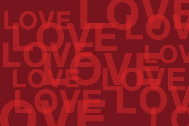 Modern typography design background made with word "love". Vibrant, bold and simple vector art in red color. - ベクター画像