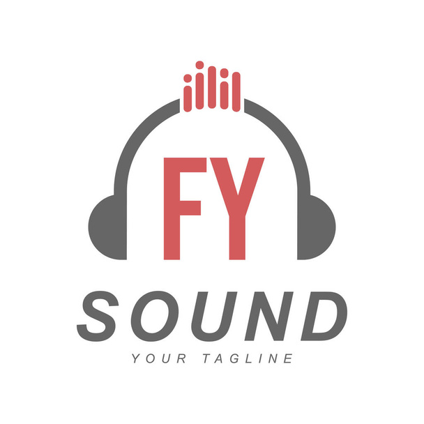 FY Letter Logo suunnittelu Head Phone kuvake. Modernin musiikin logon konsepti - Vektori, kuva