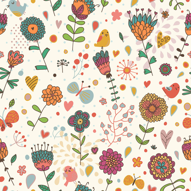 Bright summer floral carpet in vector. - Vecteur, image