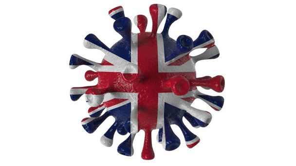 Variante inglese Covid e Inghilterra isolata su sfondo bianco, virus covid-19 con bandiera inglese. - Foto, immagini