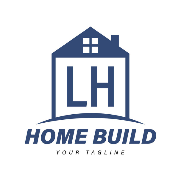 LH Lettre Logo Design avec des icônes à la maison, des logements modernes ou des concepts de logo de bâtiment - Vecteur, image