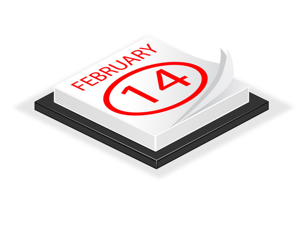 Una ilustración vectorial de un calendario de escritorio convertido en San Valentín da
 - Vector, Imagen
