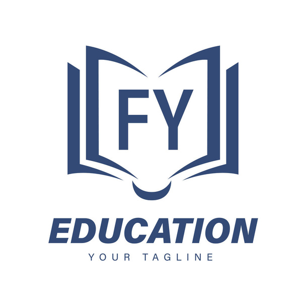 Дизайн логотипа FY с книжными иконками, современная концепция логотипа образования - Вектор,изображение
