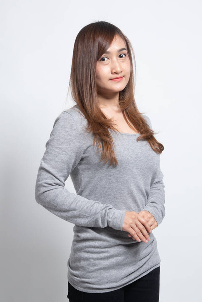 Portrait of beautiful young Asian woman on white background - Zdjęcie, obraz