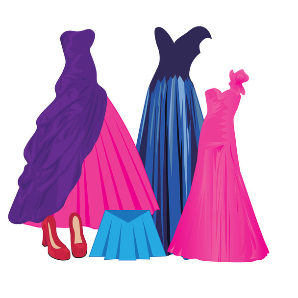 Коллекция вечерних платьев - Вектор,изображение