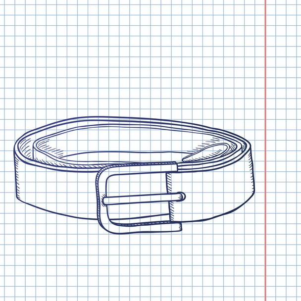 Vektorový náčrt Klasický kožený pásek na kostkovaném papíru - Vektor, obrázek