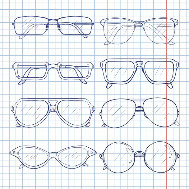Vector conjunto de gafas de boceto. Marcos de anteojos. - Vector, Imagen